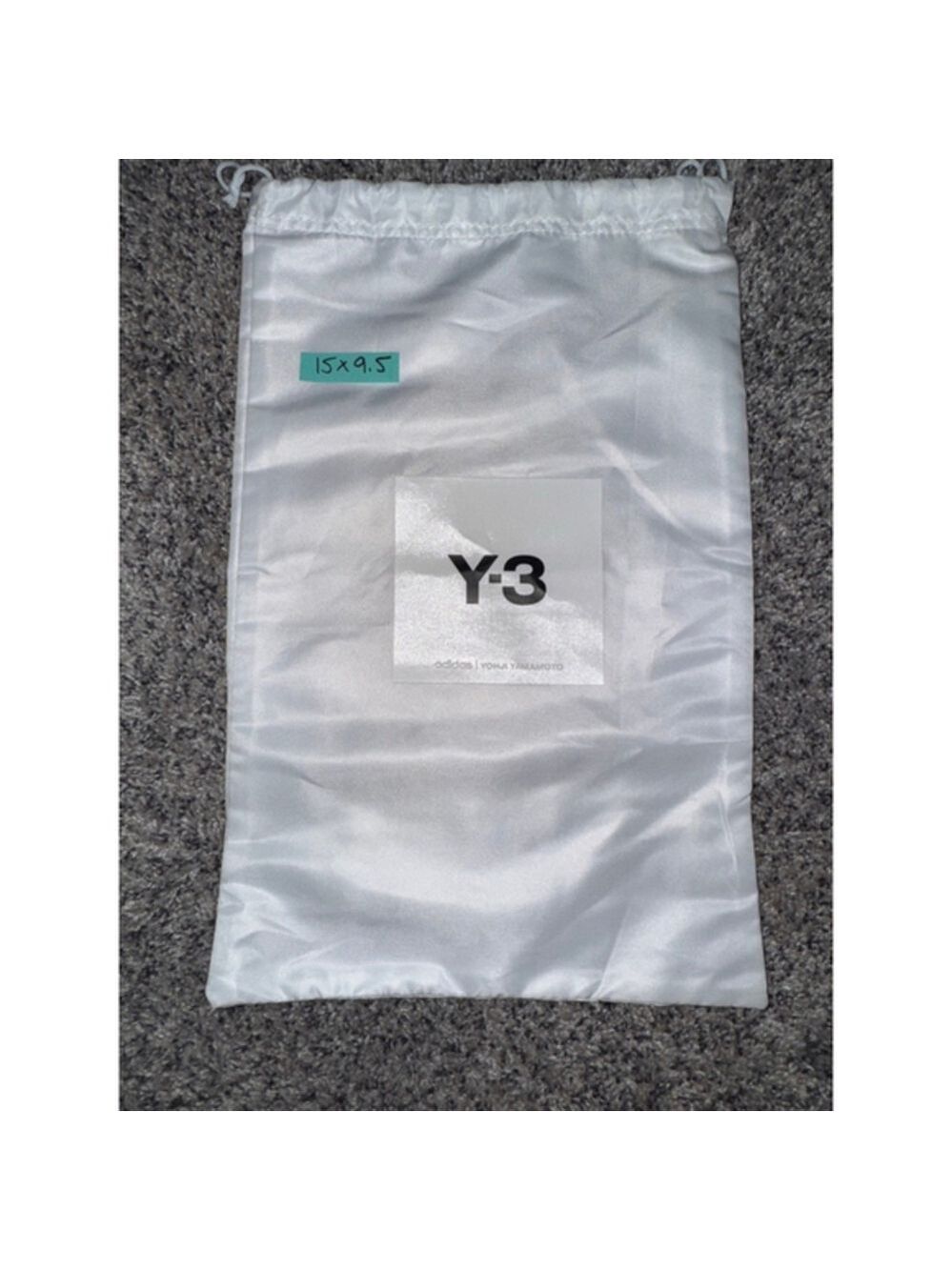 Y-3 Adidas Yohji Yamamoto White Drawstring Dust Bag Shoe Bag 15x9.5